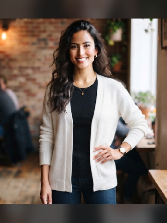 Lily Morgan Sweaters - Elegant White Open Cardigan US 12-14